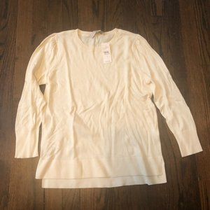 LOFT Cream Crew Neck Sweater Size Small
